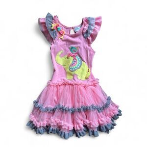 Emily Rose Elephant Boutique Birthday Tutu Dress Size 4 Pink Ruffle Party